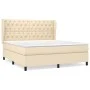 Box spring bed with cream fabric mattress 160x200 cm by vidaXL, Beds and slatted bases - Ref: Foro24-3128218, Price: 624,18 €...