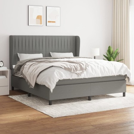 Cama box spring con colchón tela gris oscuro 180x200 cm de vidaXL, Camas y somieres - Ref: Foro24-3128142, Precio: 664,96 €, ...
