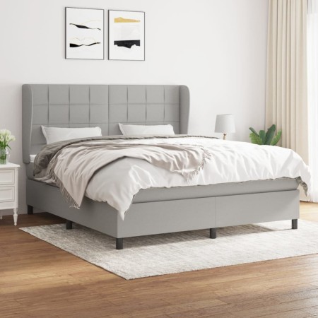 Cama box spring con colchón tela gris claro 160x200 cm de vidaXL, Camas y somieres - Ref: Foro24-3127973, Precio: 566,84 €, D...