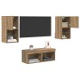 Gabinetes de pared para TV 4 pcs Roble artesanal en Muebles TV | Comprar online en Foru.es