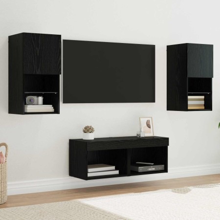 Gabinetes de pared para TV 4 pcs Roble Negro en Muebles TV | Comprar online en Foru.es