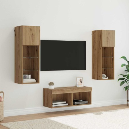 Gabinetes de pared para TV 4 pcs Roble Negro en Muebles TV | Comprar online en Foru.es