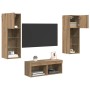 Gabinetes de pared para TV 4 pcs Roble Negro en Muebles TV | Comprar online en Foru.es