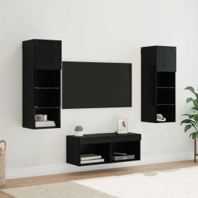 Gabinetes de pared para TV 4 pcs Roble Negro en Muebles TV | Comprar online en Foru.es