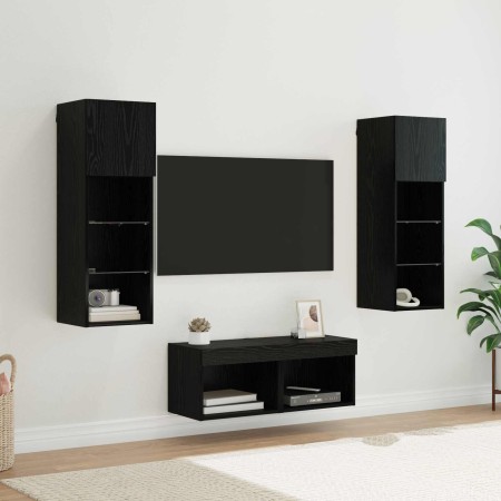 Gabinetes de pared para TV 4 pcs Roble Negro en Muebles TV | Comprar online en Foru.es