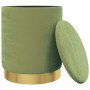 Hocker de almacenaje redondo verde mostaza terciopelo 31 x 37 cm en Taburetes y sillas plegables | Comprar online en Foru.es