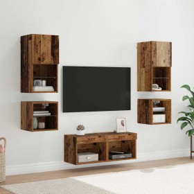 Unidades de pared para TV 8 pcs Madera vieja en Muebles TV | Comprar online en Foru.es