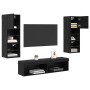 Unidad de Pared para TV 6 pcs Roble Negro Madera de ingeniería en Muebles TV | Comprar online en Foru.es