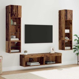 Unidad de Pared para TV 6 pcs Madera envejecida en Muebles TV | Comprar online en Foru.es