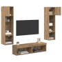 Unidad de Pared para TV 6 pcs Roble artesanal en Muebles TV | Comprar online en Foru.es
