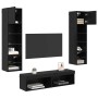 Unidad de Pared para TV 6 pcs Roble Negro Madera de ingeniería en Muebles TV | Comprar online en Foru.es