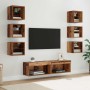 Mueble de TV con cajón 8 pcs Madera envejecida Cristal en Muebles TV | Comprar online en Foru.es