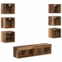 Mueble de TV con cajón 8 pcs Madera envejecida Cristal en Muebles TV | Comprar online en Foru.es
