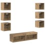 Mueble de TV con cajón 8 pcs Roble artesanal Cristal en Muebles TV | Comprar online en Foru.es