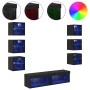 Mueble de TV con tira de luces LED 8 pcs Roble Negro Cristal en Muebles TV | Comprar online en Foru.es