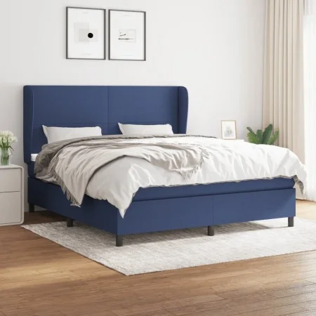 Cama box spring con colchón tela azul 160x200 cm de vidaXL, Camas y somieres - Ref: Foro24-3127819, Precio: 569,72 €, Descuen...