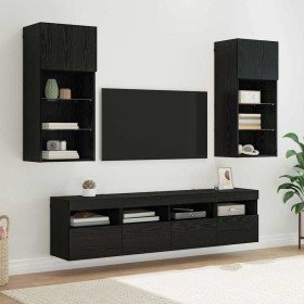 Unidades de TV de Pared con LED 5 pcs Roble Negro en Muebles TV | Comprar online en Foru.es