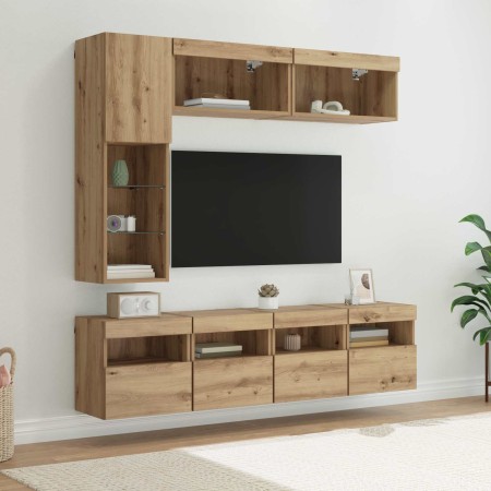 Mueble de TV 7 pcs Roble artesanal Madera de ingeniería en Muebles TV | Comprar online en Foru.es