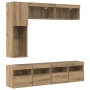 Mueble de TV 7 pcs Roble artesanal Madera de ingeniería en Muebles TV | Comprar online en Foru.es