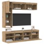 Mueble de TV 7 pcs Roble artesanal Madera de ingeniería en Muebles TV | Comprar online en Foru.es