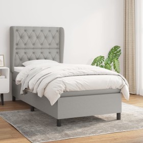 Cama box spring con colchón tela gris claro 80x200 cm de vidaXL, Camas y somieres - Ref: Foro24-3128157, Precio: 337,35 €, De...