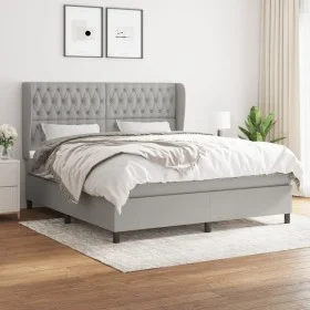 Cama box spring con colchón tela gris claro 180x200 cm de vidaXL, Camas y somieres - Ref: Foro24-3128221, Precio: 602,77 €, D...