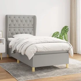 Box spring bed with light gray fabric mattress 80x200 cm by vidaXL, Beds and slatted bases - Ref: Foro24-3128717, Price: 335,...