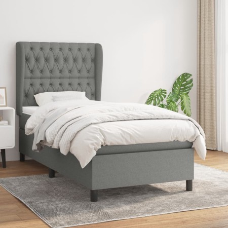 Cama box spring con colchón tela gris oscuro 100x200 cm de vidaXL, Camas y somieres - Ref: Foro24-3128182, Precio: 382,59 €, ...
