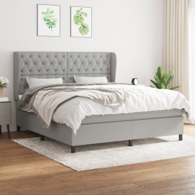 Cama box spring con colchón tela gris claro 160x200 cm de vidaXL, Camas y somieres - Ref: Foro24-3128213, Precio: 607,26 €, D...
