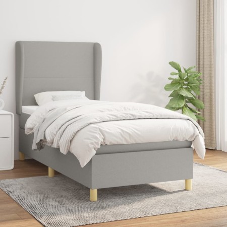 Cama box spring con colchón tela gris claro 90x200 cm de vidaXL, Camas y somieres - Ref: Foro24-3128333, Precio: 353,90 €, De...