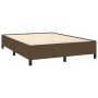 Cama box spring con colchón tela marrón oscuro 140x200 cm de vidaXL, Camas y somieres - Ref: Foro24-3128048, Precio: 521,04 €...