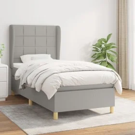 Box spring bed with light gray fabric mattress 90x200 cm by vidaXL, Beds and slatted bases - Ref: Foro24-3128493, Price: 333,...