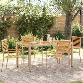 Sillas apilables de jardín 4 pcs Marrón y Beige en Sillas de jardín | Comprar online en Foru.es