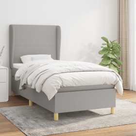 Cama box spring con colchón tela gris claro 80x200 cm de vidaXL, Camas y somieres - Ref: Foro24-3128317, Precio: 324,81 €, De...
