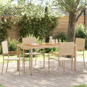 Sillas apilables de jardín 4 pcs Crema y marrón en Sillas de jardín | Comprar online en Foru.es