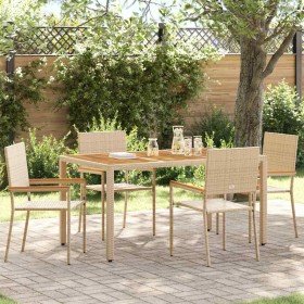 Sillas apilables de jardín 4 pcs Crema y marrón en Sillas de jardín | Comprar online en Foru.es
