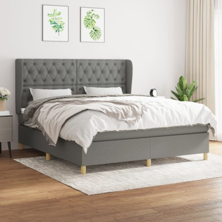 Cama box spring con colchón tela gris oscuro 160x200 cm de vidaXL, Camas y somieres - Ref: Foro24-3128774, Precio: 597,10 €, ...