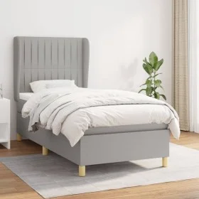 Box spring bed with light gray fabric mattress 90x190 cm by vidaXL, Beds and slatted bases - Ref: Foro24-3128645, Price: 309,...