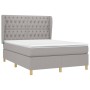 Cama box spring con colchón tela gris claro 140x200 cm de vidaXL, Camas y somieres - Ref: Foro24-3128765, Precio: 522,43 €, D...