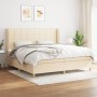 Cama box spring con colchón tela color crema 200x200 cm de vidaXL, Camas y somieres - Ref: Foro24-3128554, Precio: 610,87 €, ...