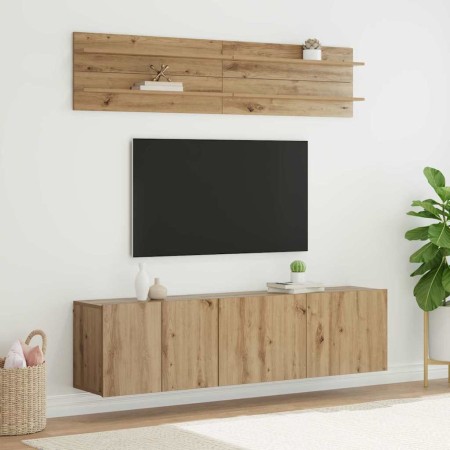 Unidades de TV 6 pcs Roble artisan Madera contrachapada en Muebles TV | Comprar online en Foru.es