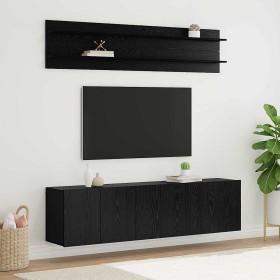 Unidades de TV 6 pcs Roble negro Madera contrachapada en Muebles TV | Comprar online en Foru.es