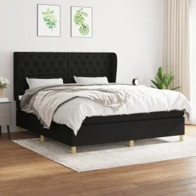 Cama box spring con colchón tela negro 160x200 cm de vidaXL, Camas y somieres - Ref: Foro24-3128775, Precio: 641,59 €, Descue...