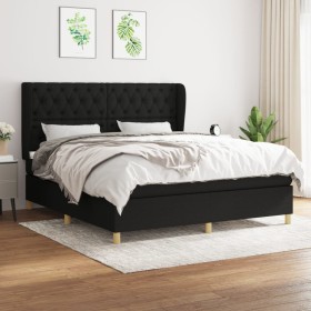 Cama box spring con colchón tela negro 160x200 cm de vidaXL, Camas y somieres - Ref: Foro24-3128775, Precio: 655,86 €, Descue...