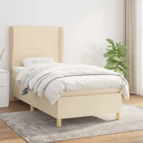 Cama box spring con colchón tela color crema 100x200 cm de vidaXL, Camas y somieres - Ref: Foro24-3128346, Precio: 362,73 €, ...