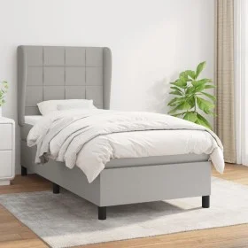 Cama box spring con colchón tela gris claro 80x200 cm de vidaXL, Camas y somieres - Ref: Foro24-3127917, Precio: 311,39 €, De...