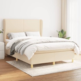 Cama box spring con colchón tela color crema 140x200 cm de vidaXL, Camas y somieres - Ref: Foro24-3128370, Precio: 541,11 €, ...
