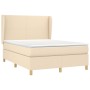 Cama box spring con colchón tela color crema 140x200 cm de vidaXL, Camas y somieres - Ref: Foro24-3128370, Precio: 541,11 €, ...