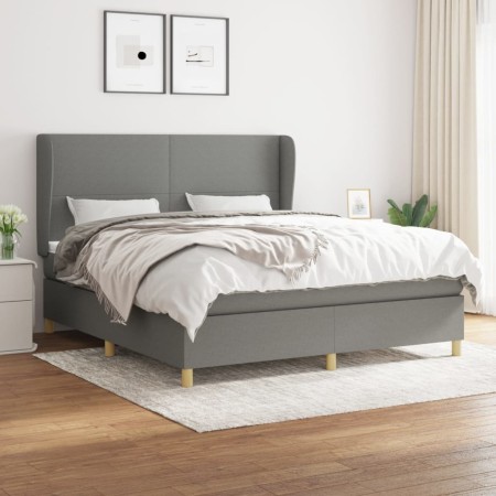 Cama box spring con colchón tela gris oscuro 180x200 cm de vidaXL, Camas y somieres - Ref: Foro24-3128382, Precio: 639,22 €, ...