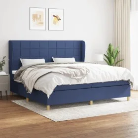 Box spring bed with blue fabric mattress 200x200 cm by vidaXL, Beds and slatted bases - Ref: Foro24-3128555, Price: 665,31 €,...